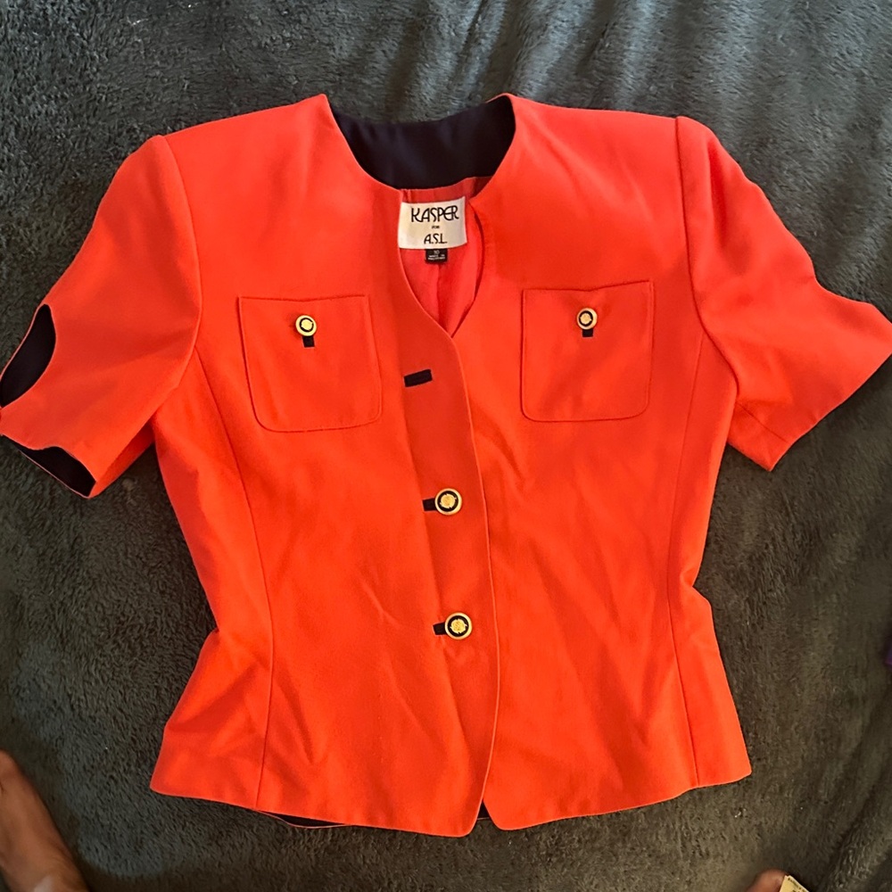 Kasper Women's Vibrant Orange Short Sleeve Blazer